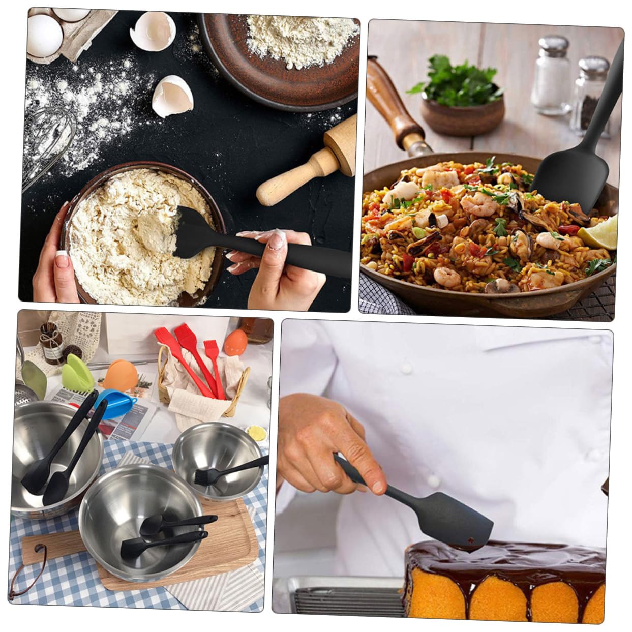 Cabilock 1 Juego De 9 Piezas De Espátula De Silicona Para Hornear Raspador Espátula Herramientas De Decoración De Pasteles Utensilios Para Repostería Raspador Para Hornear Raspador