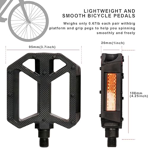 Miniatura 3 de AVASTA - Pedales universales para bicicleta, ideal para bicicleta BMX y bicicleta de cercanía, tamaño de dos hilos (916 y 12 pulgadas)