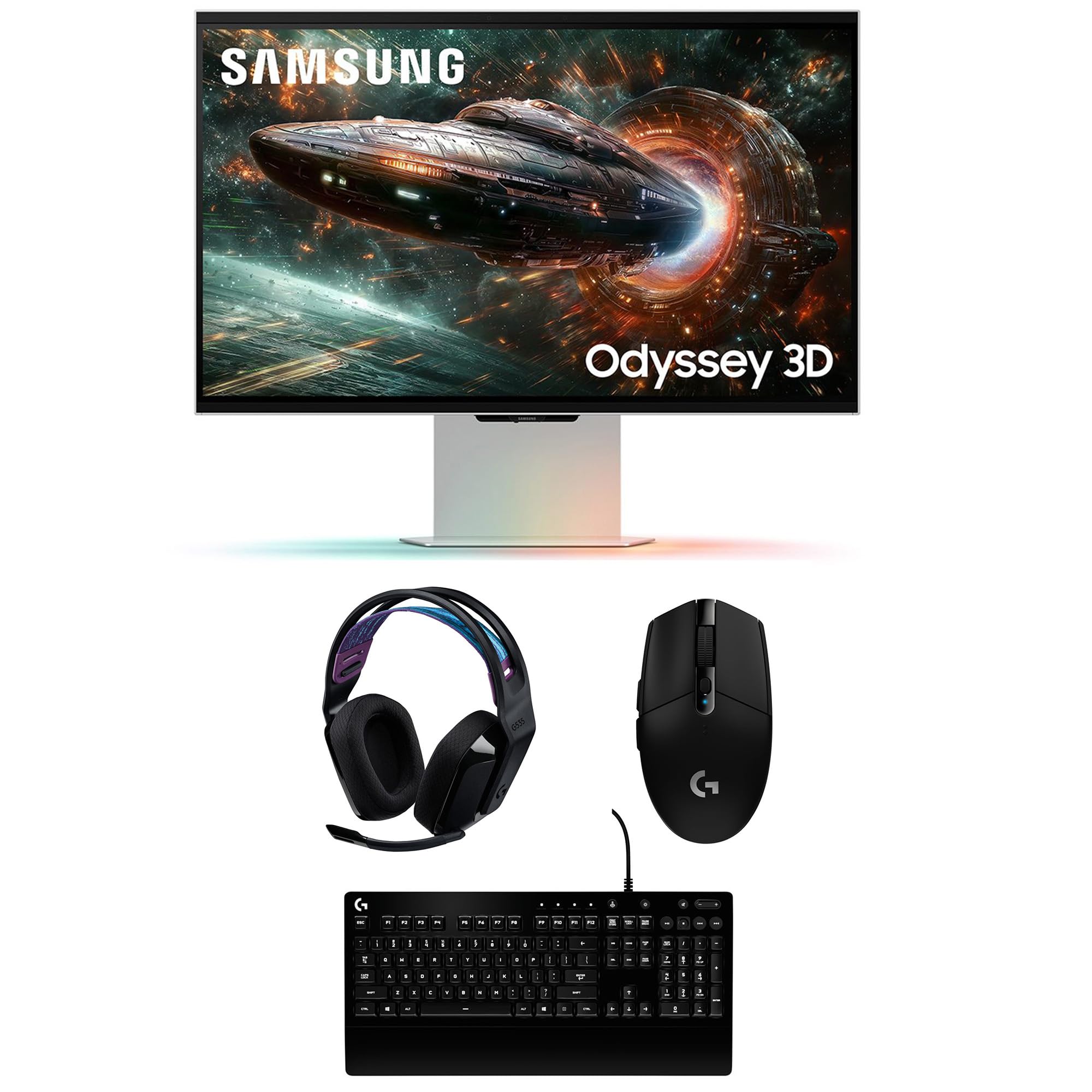 Samsung LS27FG900XNXZA G90XF 27" Odyssey 3D 4K 165Hz Gaming Monitor with G535 Headset, G213 Keyboard, and G305 Mouse (2025)