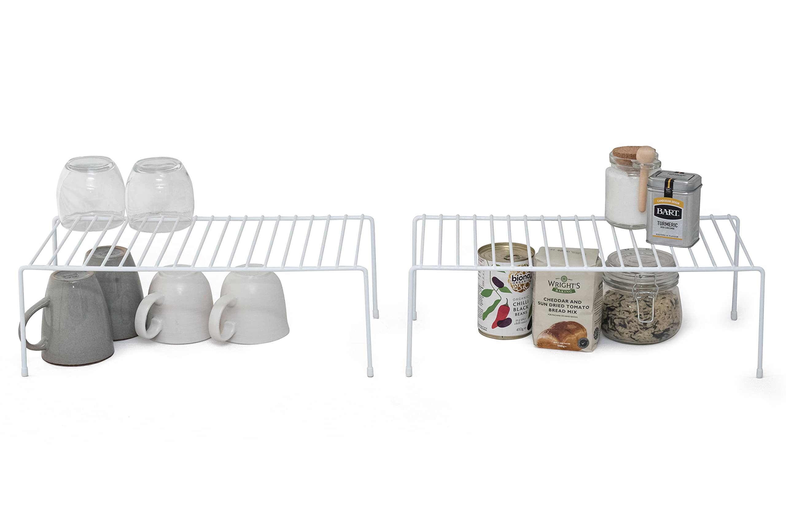 Simplywire White - Kitchen Cupboard Organisers – Pack Of 2 Storage Shelves – (Pack Of 2)