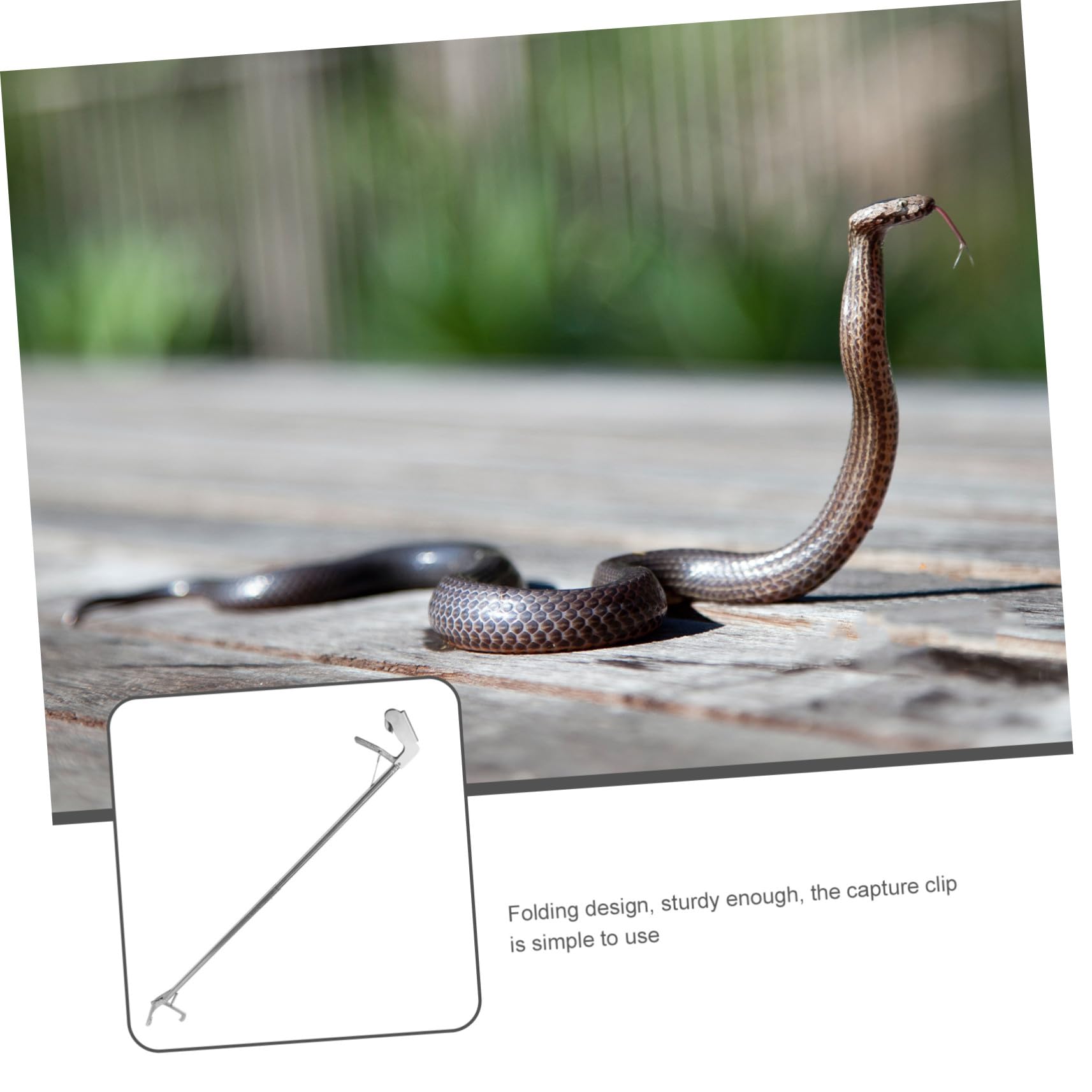 GANAZONO Herramienta para Agarrar Serpientes de Acero Inoxidable, Pinzas Antideslizantes Plegables de 1,2 Metros, Clip Resistente y Seguro para Manipulación de Reptiles en Exteriores
