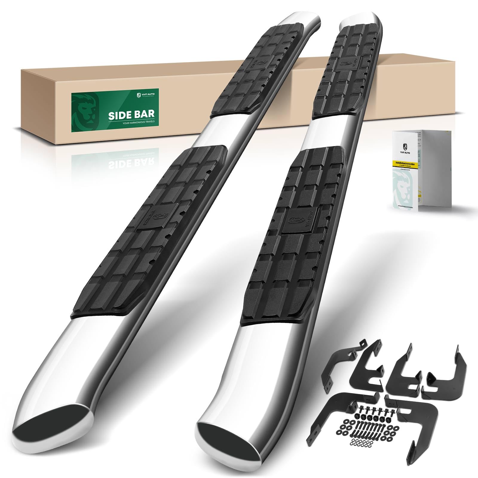 yhtauto 4.25 inch running boards fit honda ridgeline 2017-2026 crew cab, oval bent ends side steps stainless steel step bars off-road exterior accessories