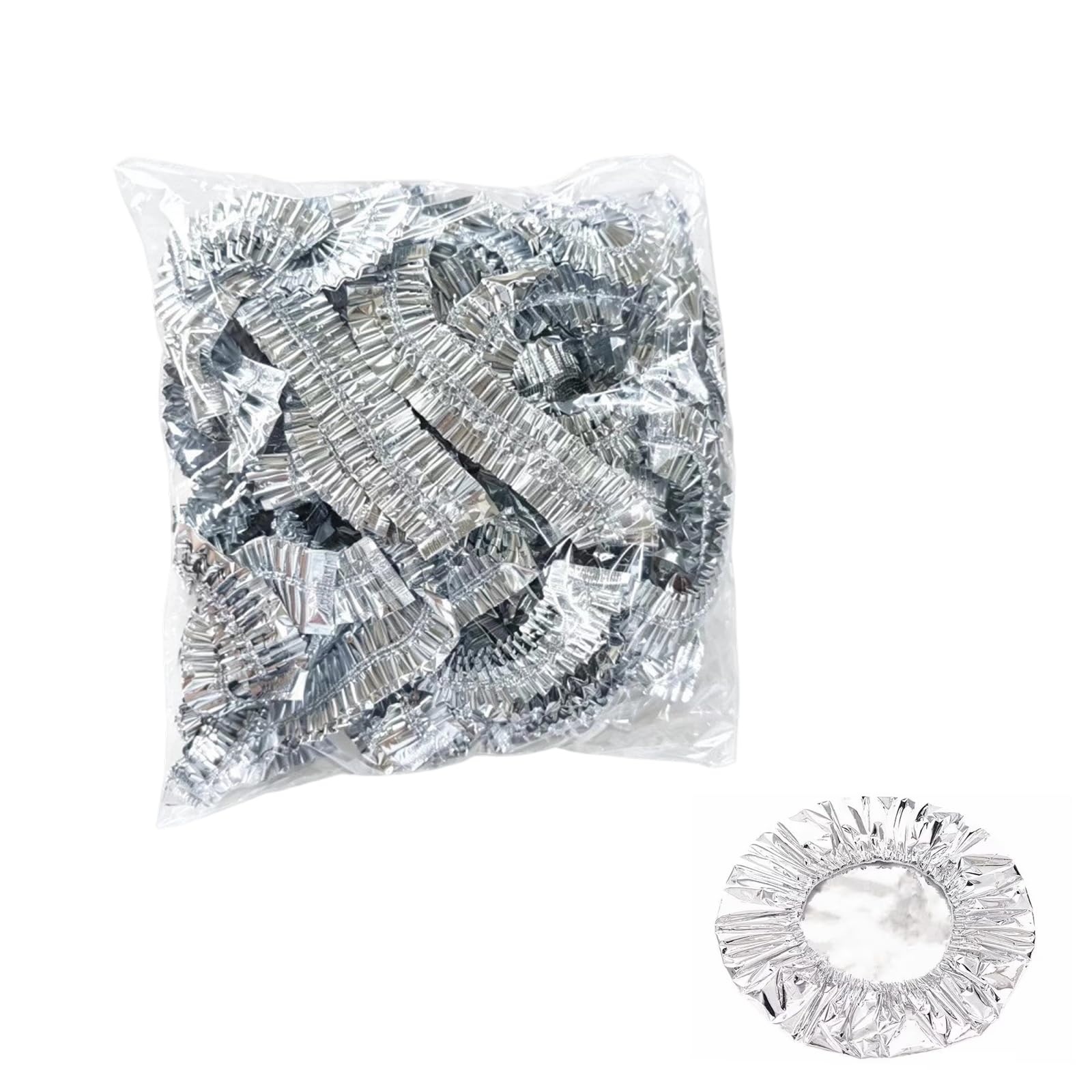 PANGBOER Dining Table Food Covers, Aluminum Foil Elastic Plate Covers 20 Cm 50 Pack for Bowls, Plates, Meal Prep, and Daily Home Serving Use