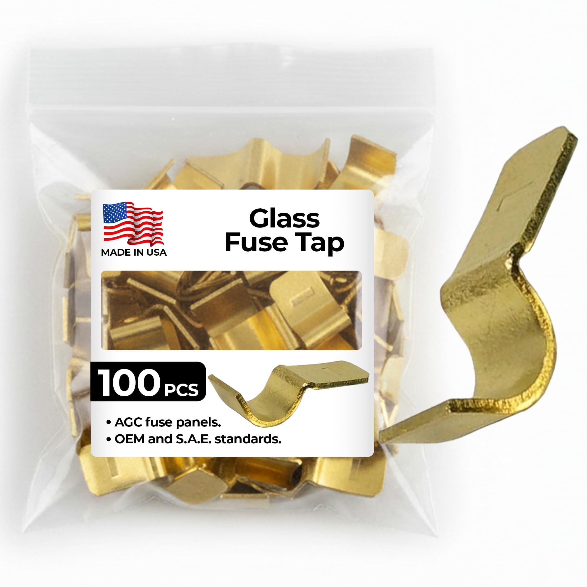 AGC - Adaptador de fusible de vidrio - Paquete de 100 - Fabricado en Estados Unidos