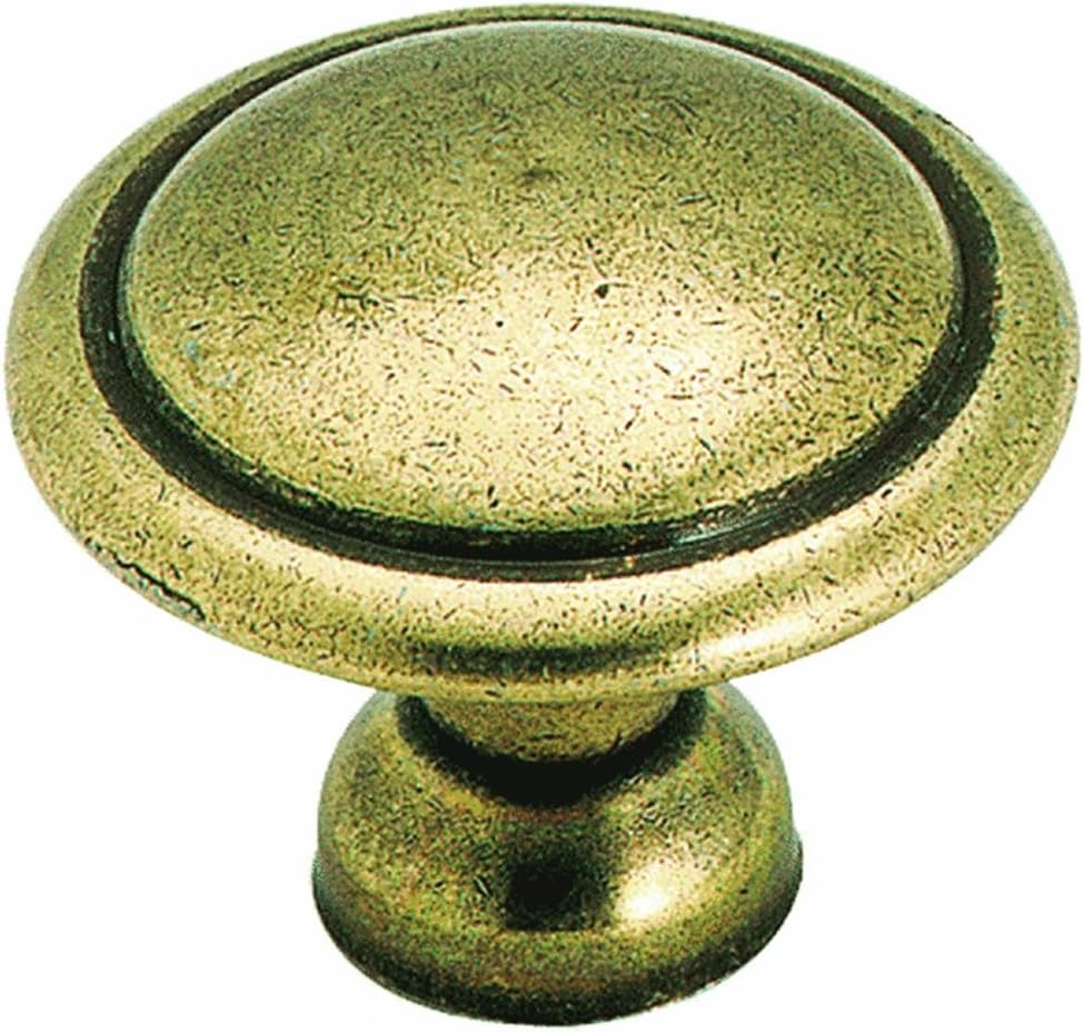 Amerock | Cabinet Knob | Light Antique Brass | 1-3/8 inch (35 mm) Diameter | Everyday Heritage | 1 Pack | Drawer Knob | Cabinet Hardware