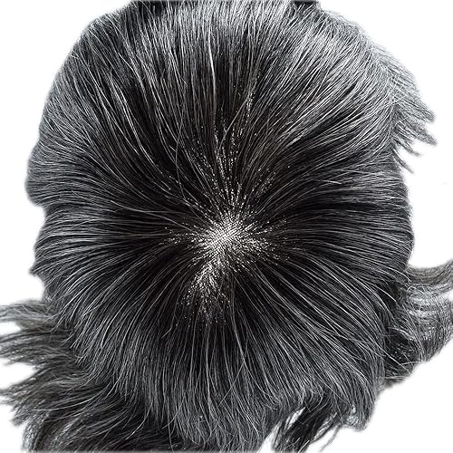 Miniatura 6 de Sistema de cabello tipo tupé para hombre, pieza central de encaje francés para hombres, tupé para hombres, cabello humano real, poliéster