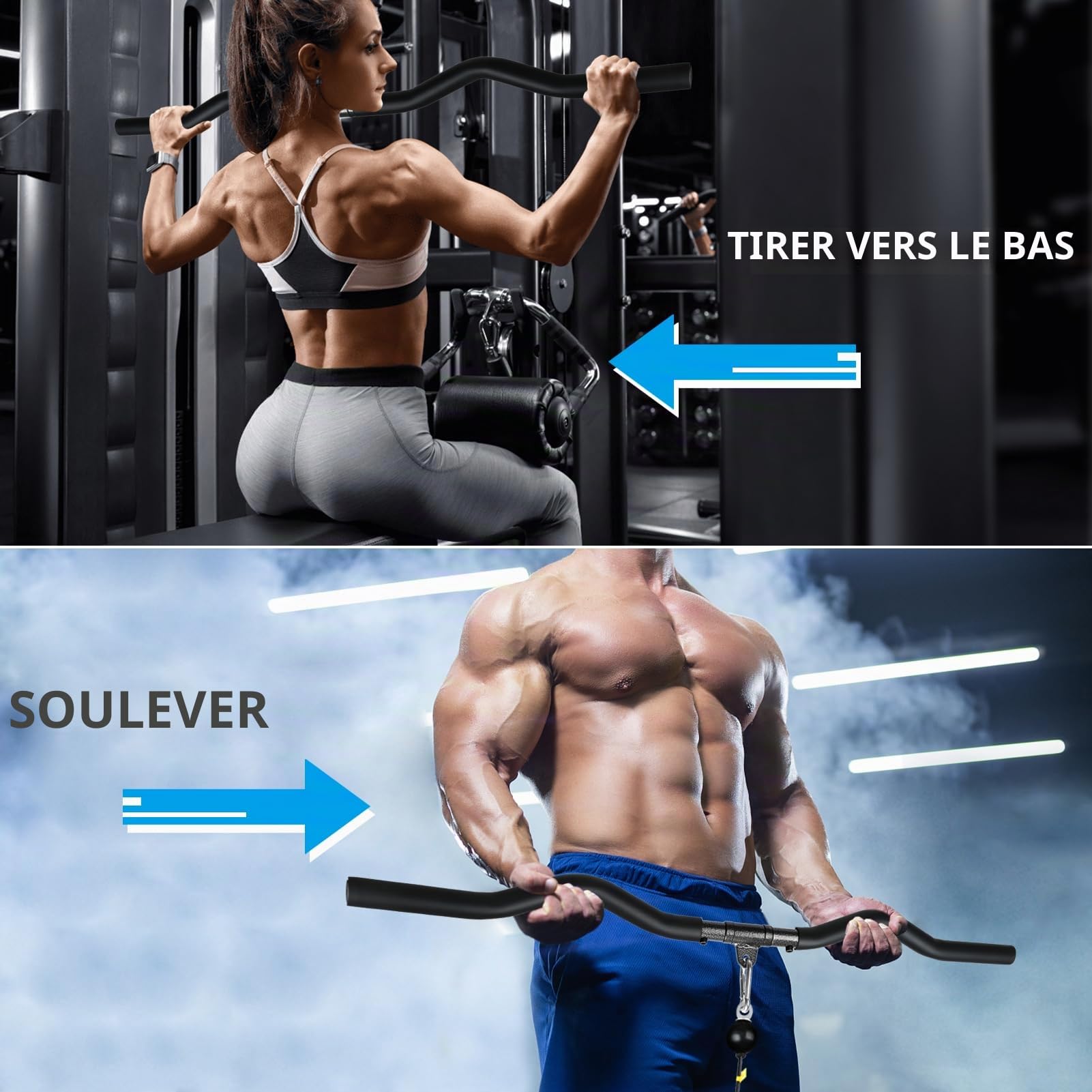 Barre Tirage Musculation, Barre de Tirage Dos, Arrière Levier de Tension Épaule Tirant Tige Barre Tirage Dos Musculation Accessoire Tirage Musculation