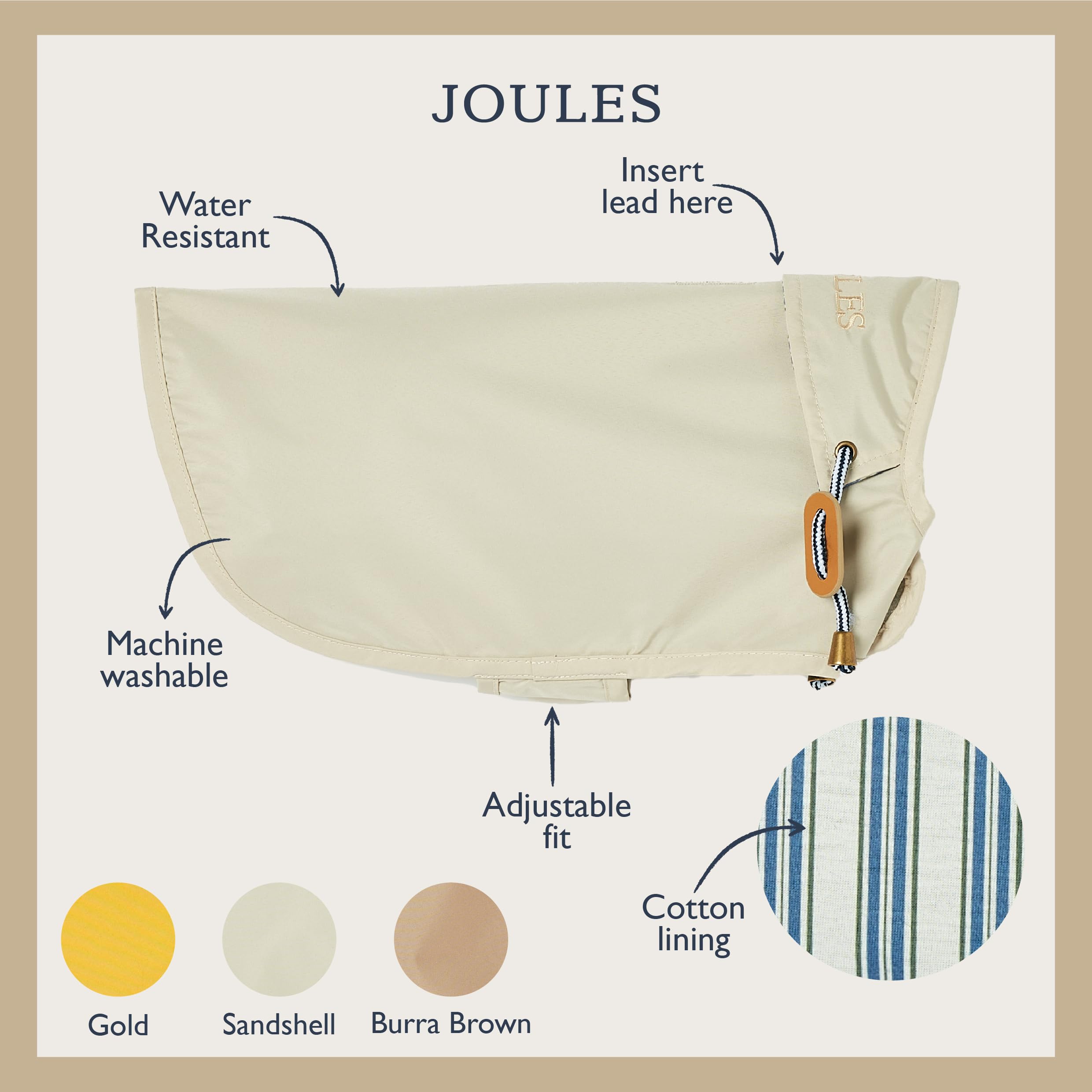 Rosewood x Joules Sandschalen-Regenmantel für Hunde, mittelgroß, waschbar, leicht, wasserabweisend, Hundemantel für mittelgroße Hunde