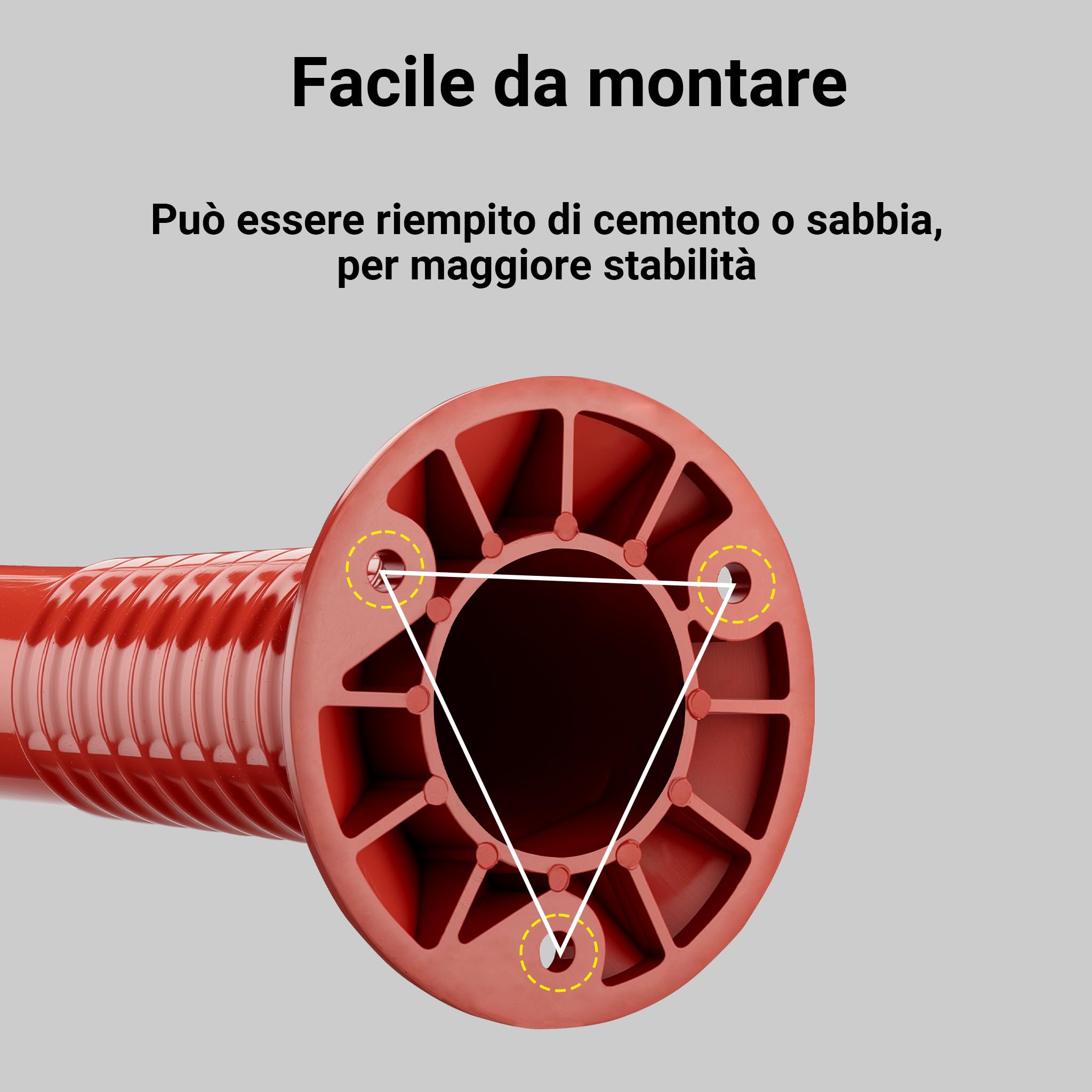Wiltec Paletto segnaletico flessibile catarifrangente, 2 paletti delimitatori da 75 cm con viti di montaggio