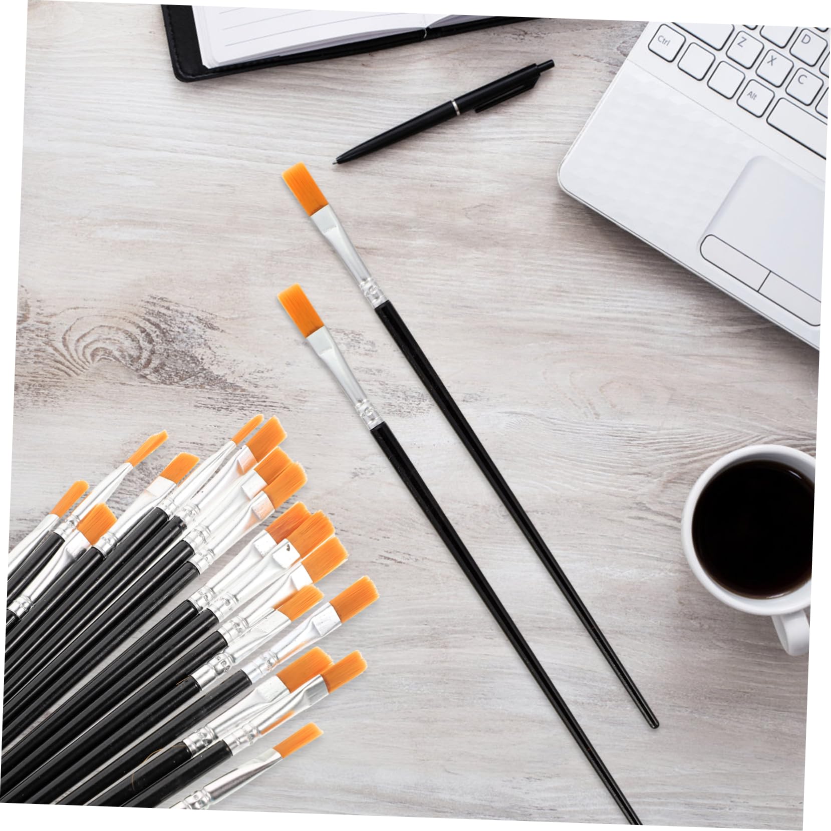 LIFKOME 200 Piezas Pinceles Planos para y Óleo Pelo de Nylon Resistente Mango Ergonómico Negro Kit Profesional Ligero y Portátil para Artística y Dibujo