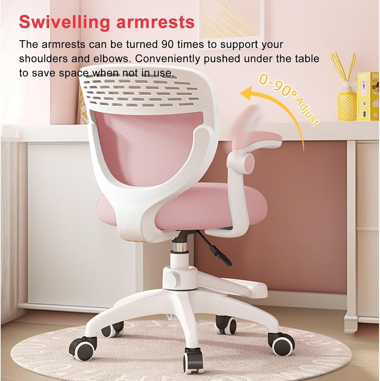 Swivel Mesh Task Student Chairs for 3-14,Kids Desk Chair,Growing Teen Office Chair for Home/School,Comfort Ergonomic Computer Chair with Wheels,Adjustable Height