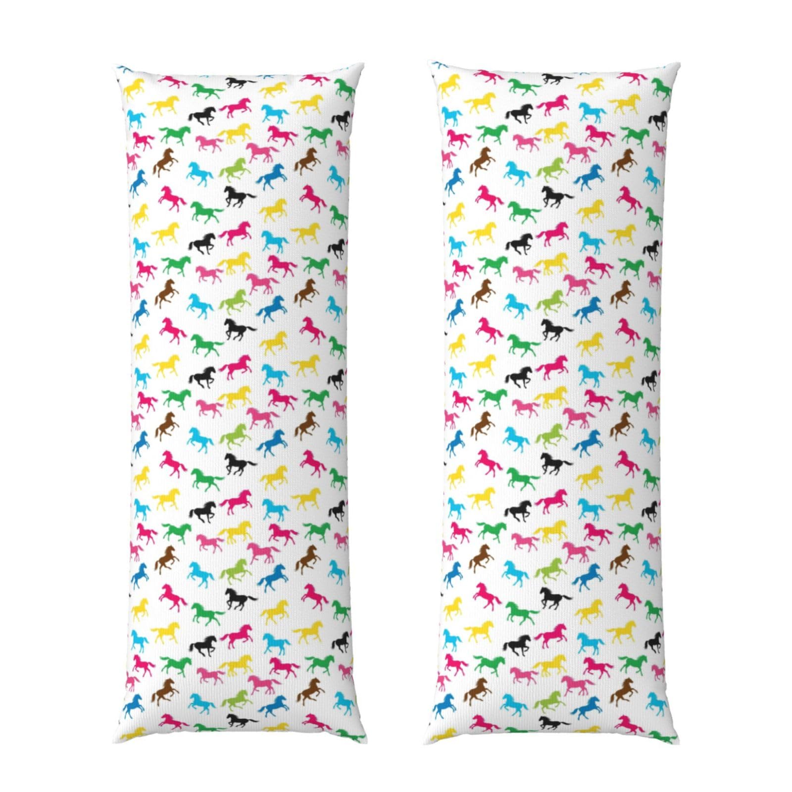 Long Pillowcase 20x60 Inch, Colorful Horse, Ultra Soft Body Pillow Cover with Hidden Zipper, Wrinkle Resistant Fabric for Bed Couch Home Decoration