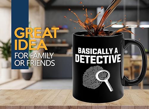 Miniatura 2 de Taza de café detective de 11 onzas, color negro, básicamente un detective, oficial de policía, patrulla policial, detective, policía, policía,