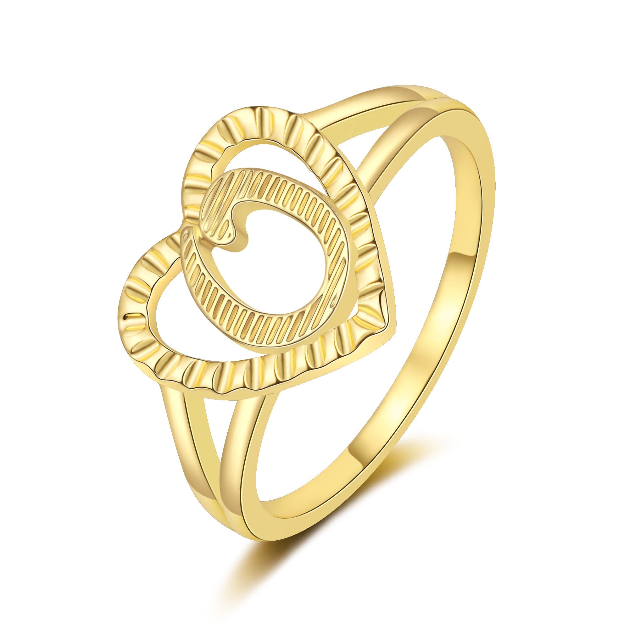 RLMOON Gold Initial Ring for Women Non Tarnish Vintage Initial Heart Ring