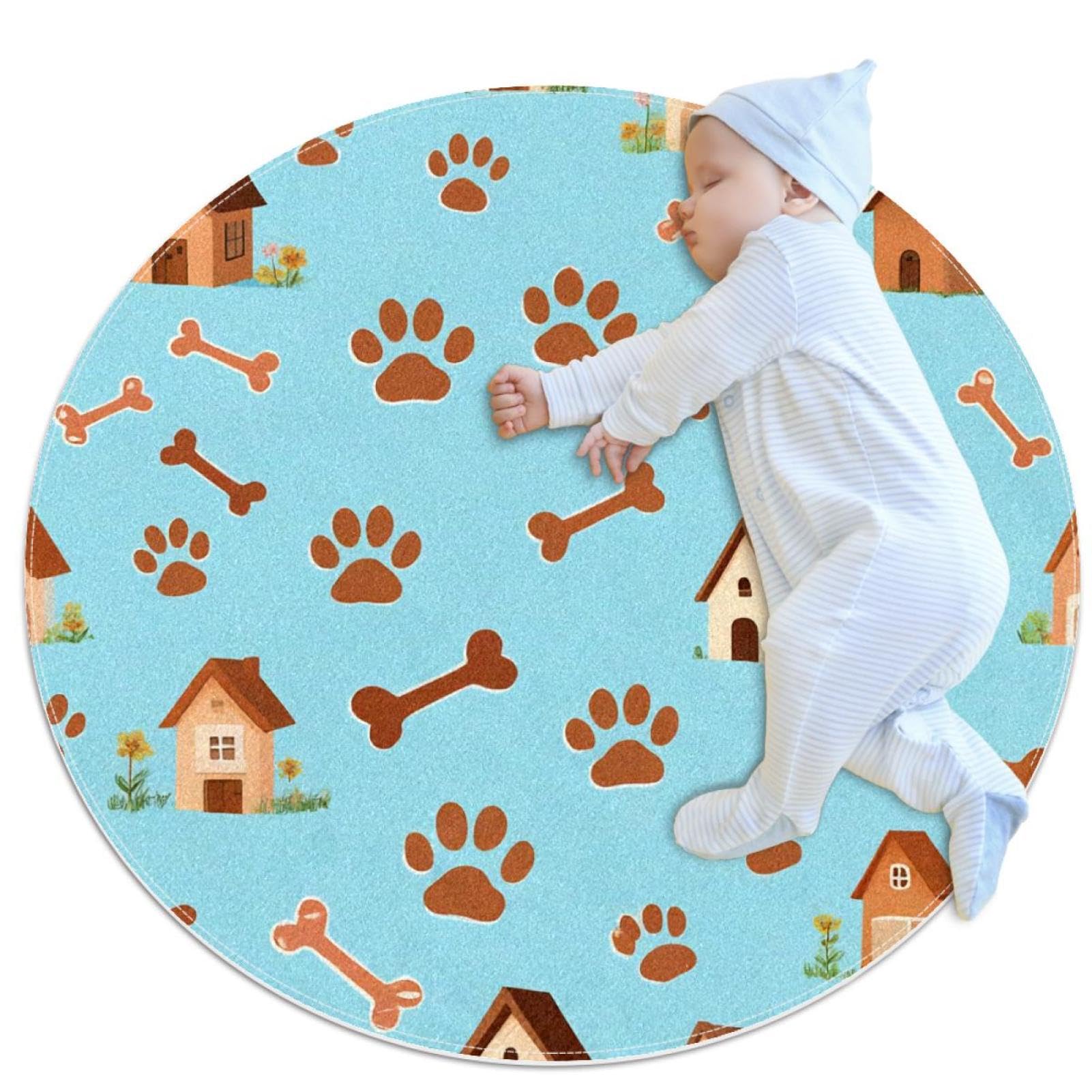 Tapis de salle de bain de 1m motif pattes pour chambre d'enfant