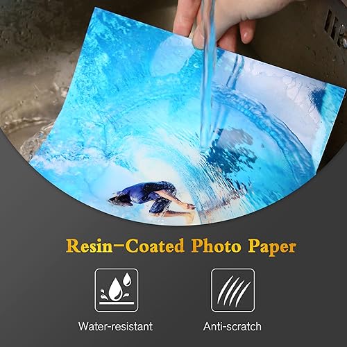 Miniatura 5 de A-SUB Papel fotográfico de alta calidad, alto brillo, 8.5 x 11 pulgadas, 66 libras para impresoras de inyección de tinta, 50 hojas, de una cara