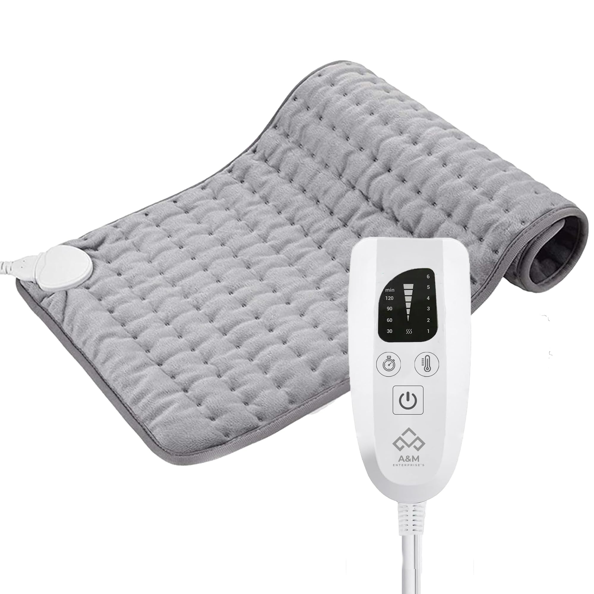 A&M Enterprise's ‎Heating Pad Electric for Pain Relief of Back Neck and Shoulder, Heating Pad Electric Blanket Physiotherapy, 6 Electric Temperature Options, (12"×24'') (Grey)