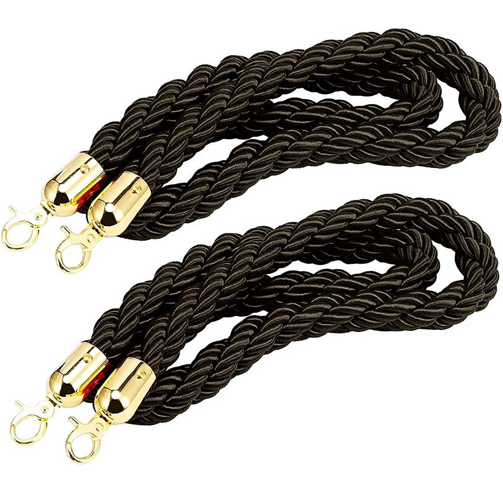 Cordons d'attente noirs torsadés lot de 2 réglables 90-305 cm avec crochets pour poteaux de guidage