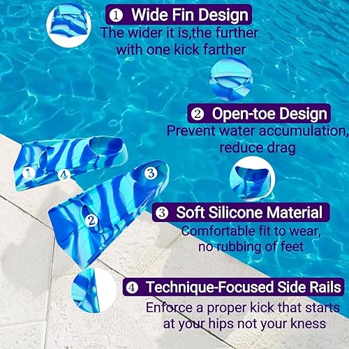 Miniatura 41 de Aletas de natación para niños, cómodas aletas de silicona para nadar y bucear, tamaño adecuado para principiantes, niños, niñas, niños y adultos