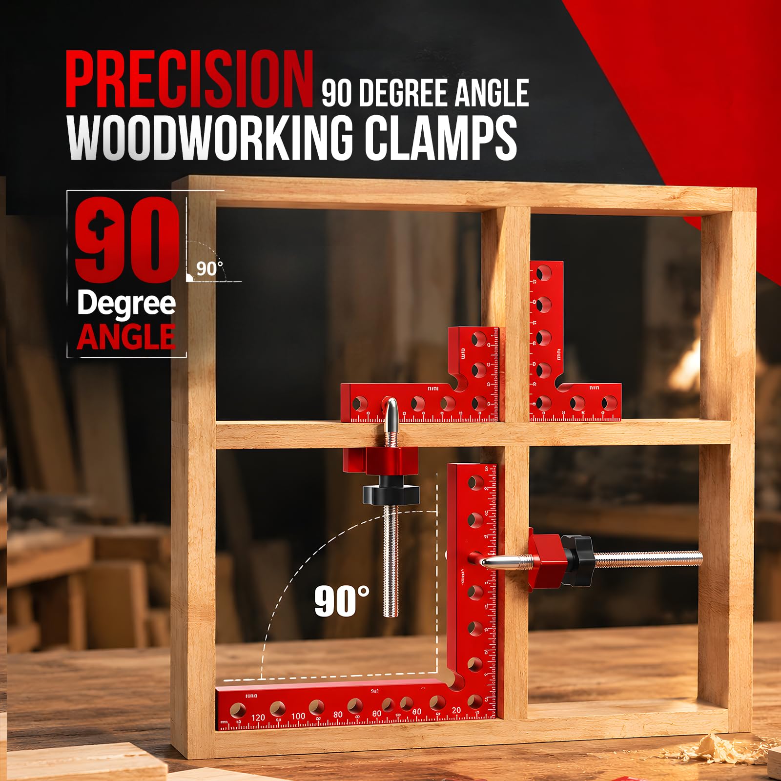 Ángulo de posicionamiento de 90 grados, juego de 8 abrazaderas de ángulo de aluminio | 4 abrazaderas de ángulo recto multifuncionales de 140 mm y 4 x 80 mm para herramientas de carpintería