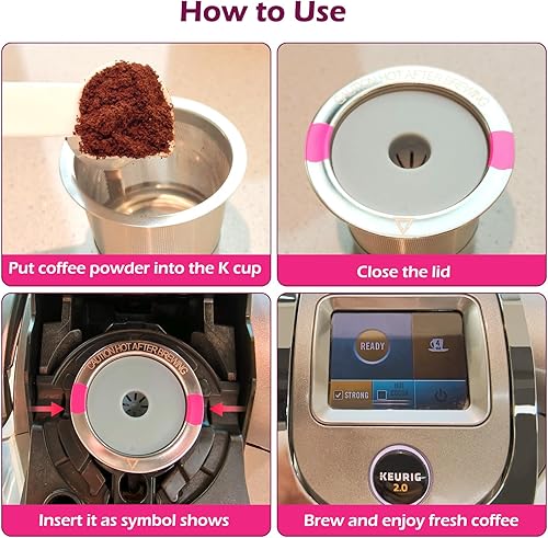 Miniatura 5 de Tazas reutilizables K Cup para Keurig, cápsulas de café reutilizables K Cup compatibles para cafeteras Keurig 1.0 y 2.0, tazas K de acero inoxidable