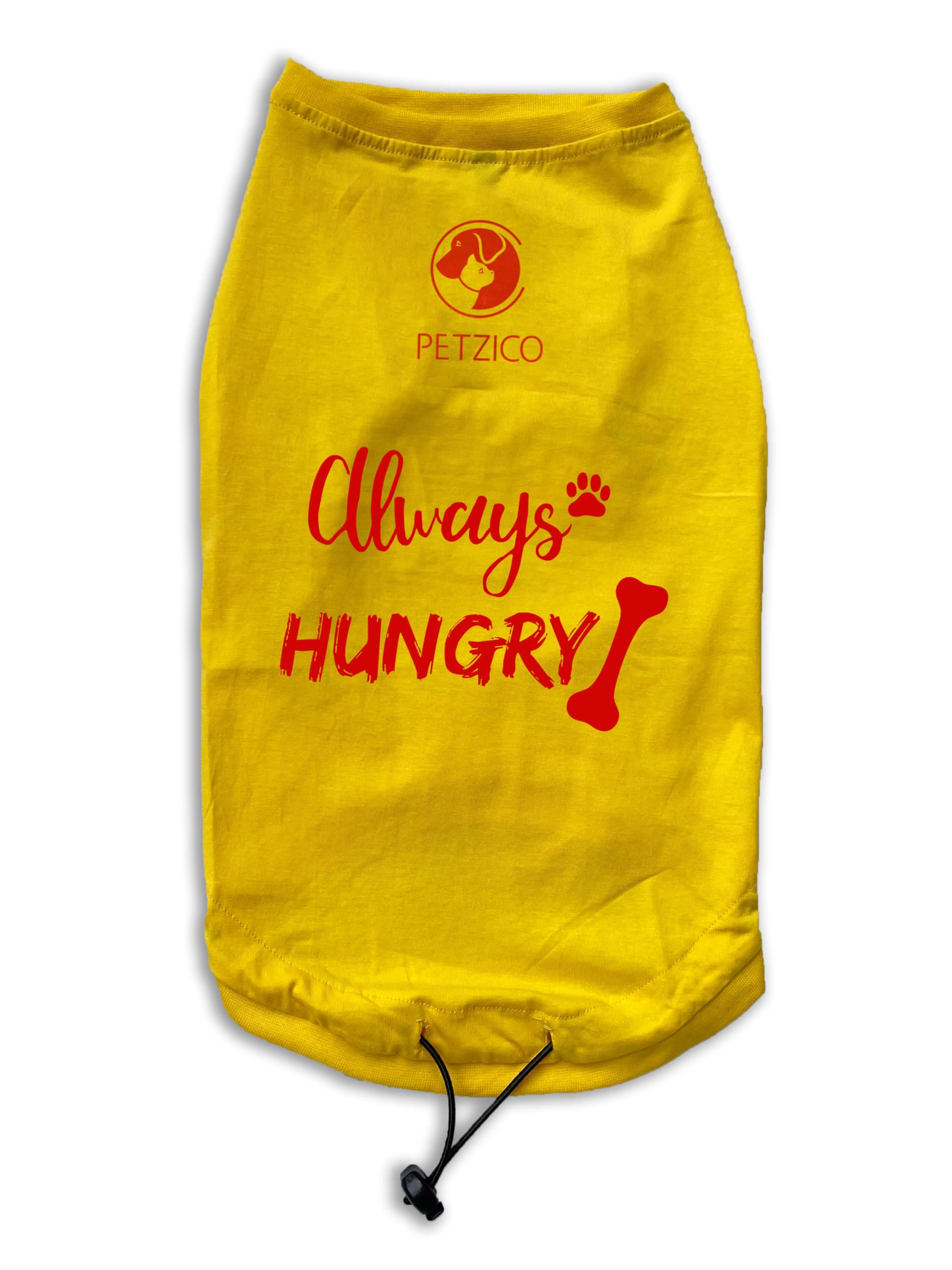 PetZico Dog T-Shirt | Always Hungry | Summer Clothes for Dogs | Breathable Cotton Material | Unisex (Shih Tzu, Pugs and Small Breeds, Yellow) (B0CZP2LL9V) Amazon Price History, Amazon Price Tracker