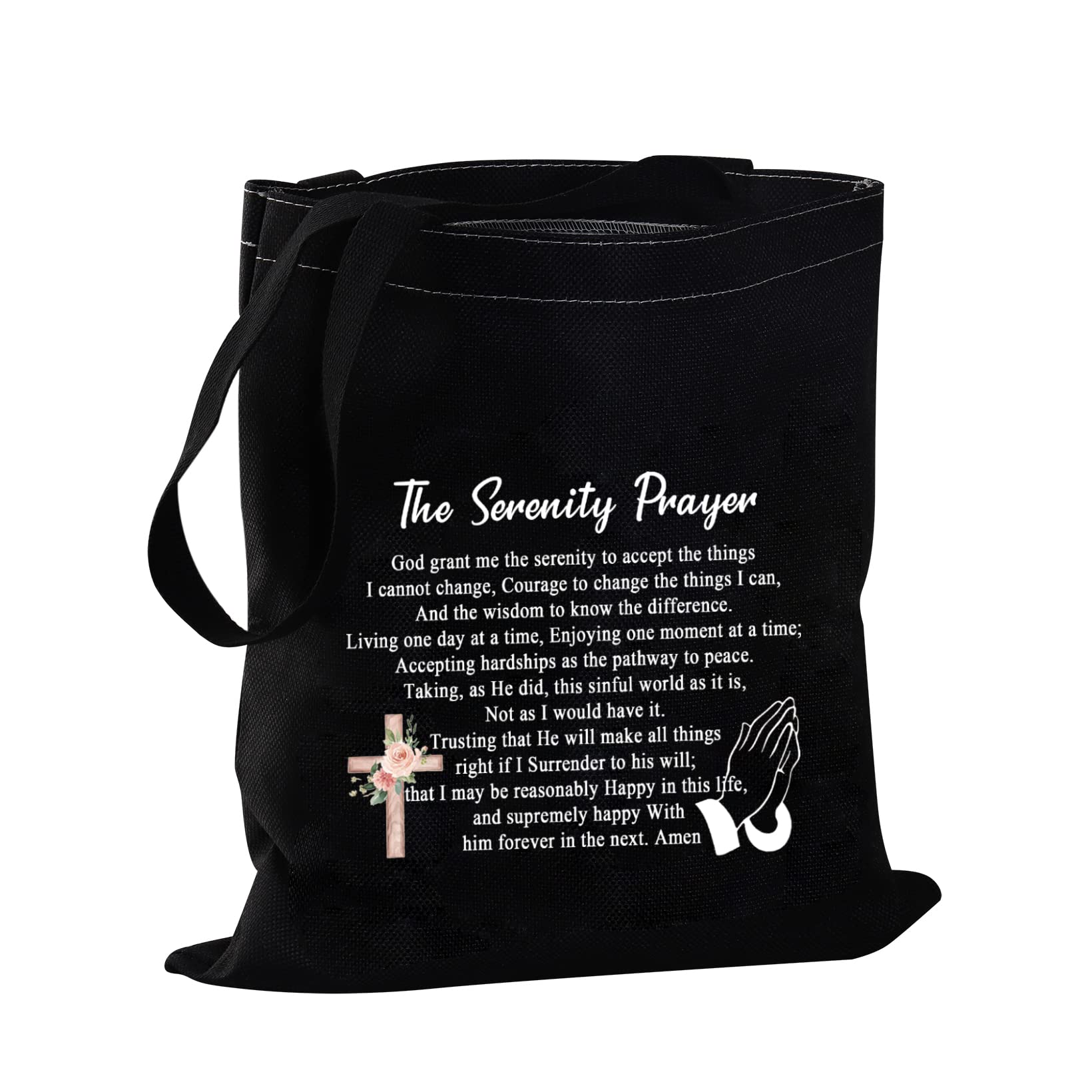 JYTAPP Christian Tote Bag Serenity Prayer Gift Sobriety Recovery Gifts Canvas Tote Bag for Women Addiction Recovery Gifts