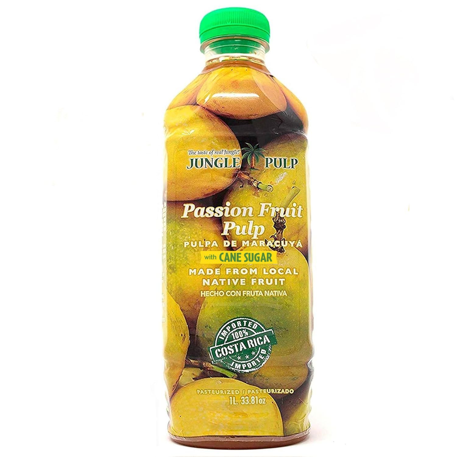 Jungle Pulp Passion Fruit Puree Costa Rica Blend, Topping, Flavoring, Better Than Syrup, For Cocktails, Pastries, Smoothies and Cooking 33.8oz/1 Liter.