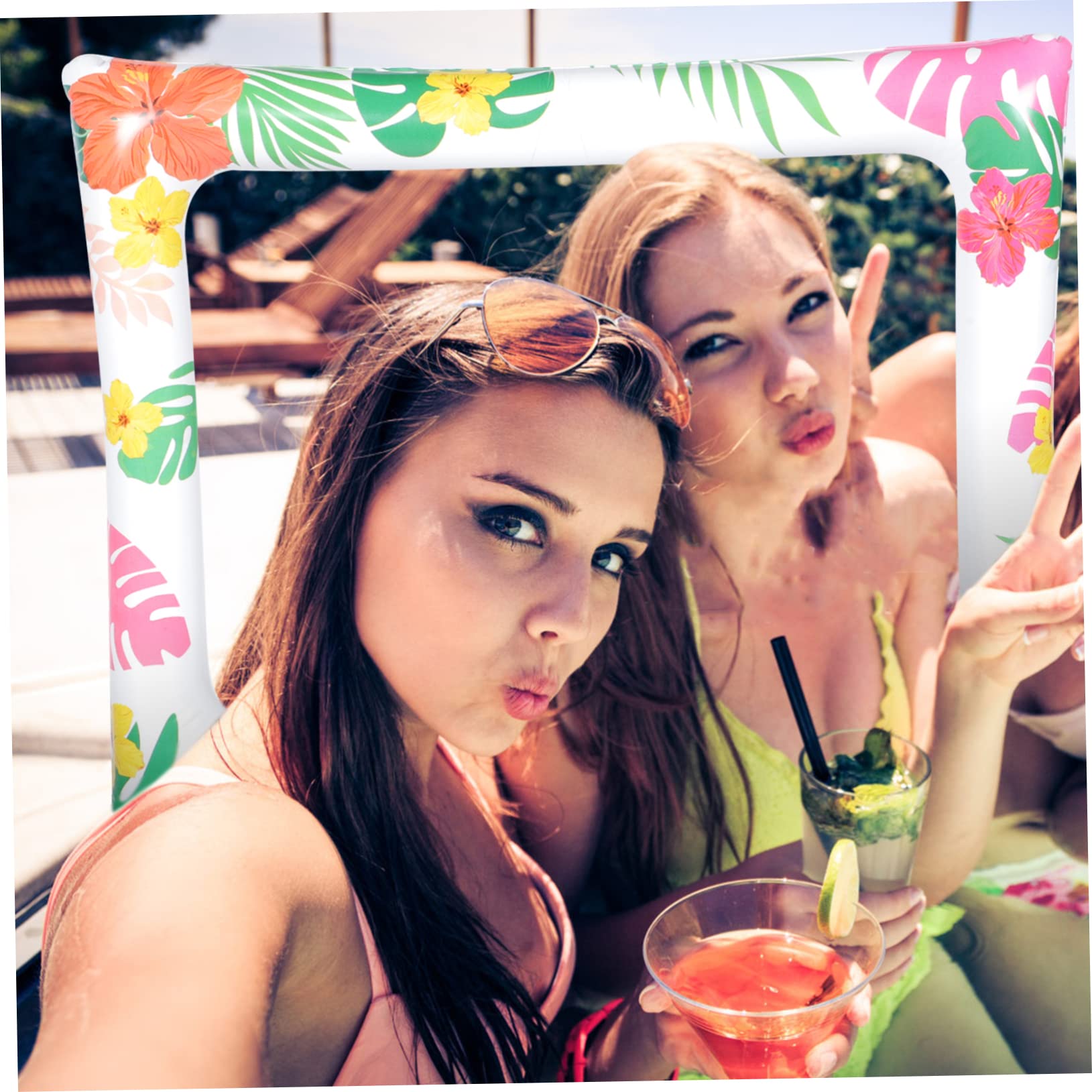 3 Stück Festival-Bild-Selfie-Rahmen thematisiert Strandfoto Die Requisiten für Party-Fotoautomaten bilderrahmen Hawaiischer Fotorahmen Party-Foto-Requisite PVC Bunt