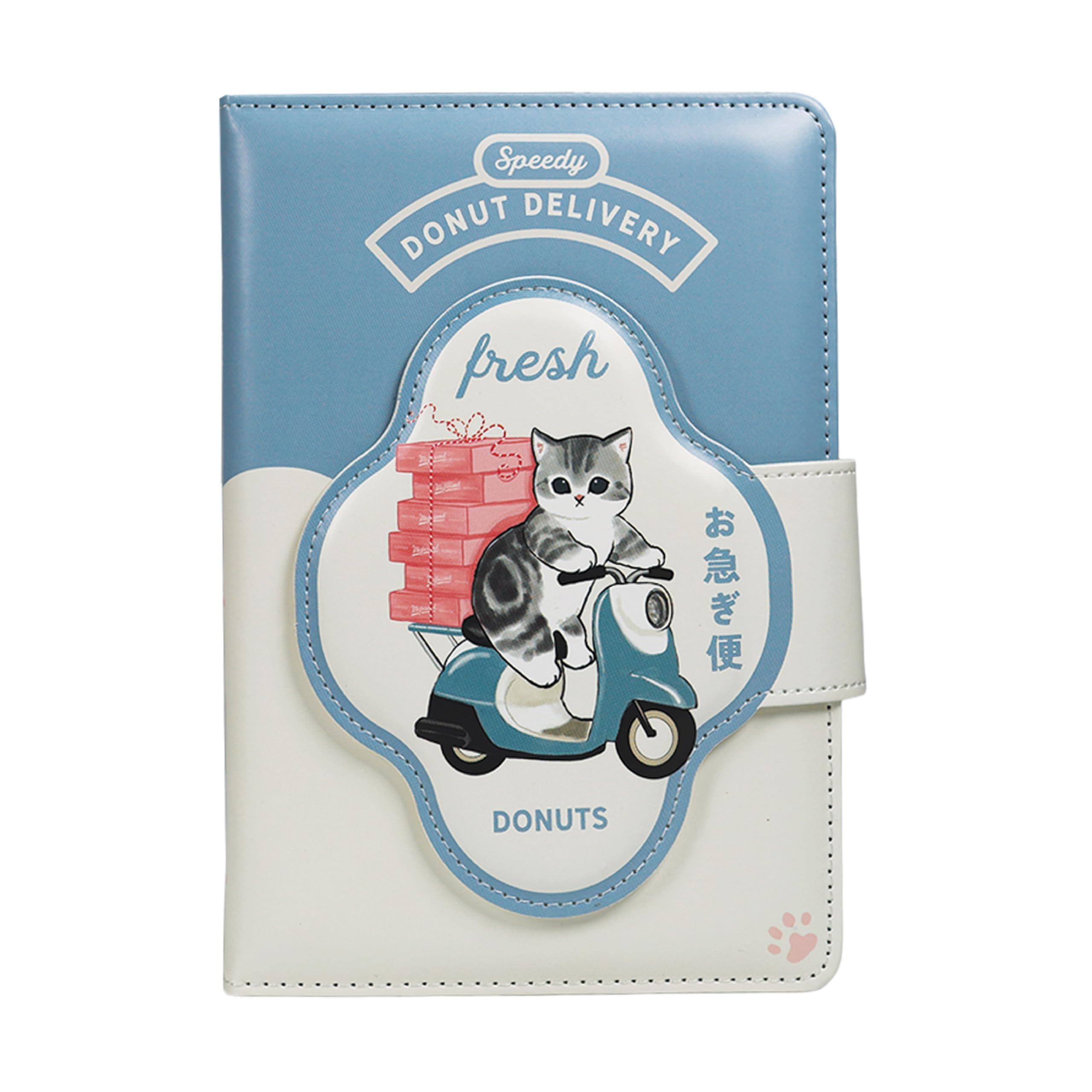Mofusand Cat Notebook Donut Delivery Padded Cover Magnetic Strap Lined