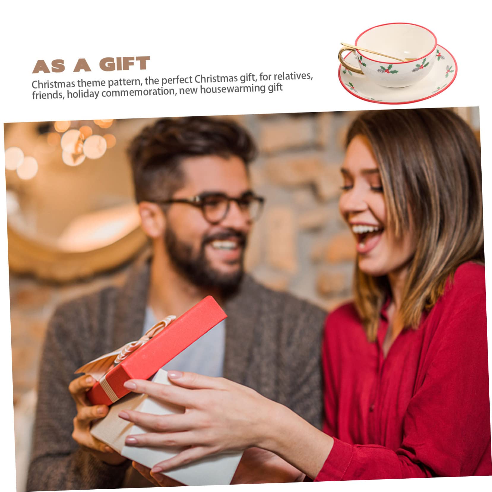 Alipis Weihnachtliches Keramik Kaffeetassen mit Untertasse 3 Stück Xmas Design für Festliche Anlässe Robust und Praktisch