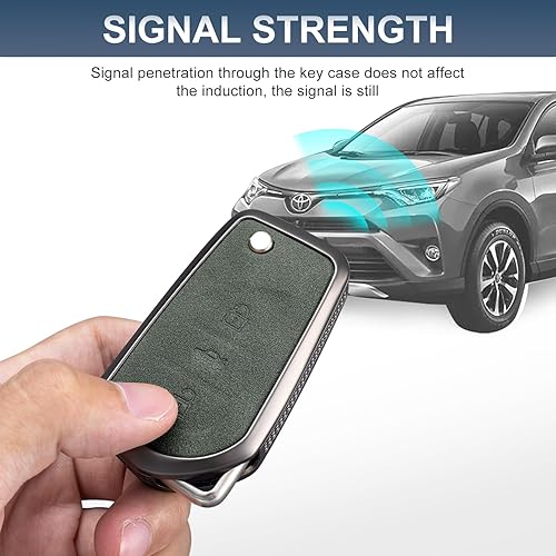 Miniatura 5 de YO&YOYE Compatible con funda de llavero Toyota con llavero de cuero protector para llave inteligente Fortuner Tundra Camry RAV4 Highlander Corolla