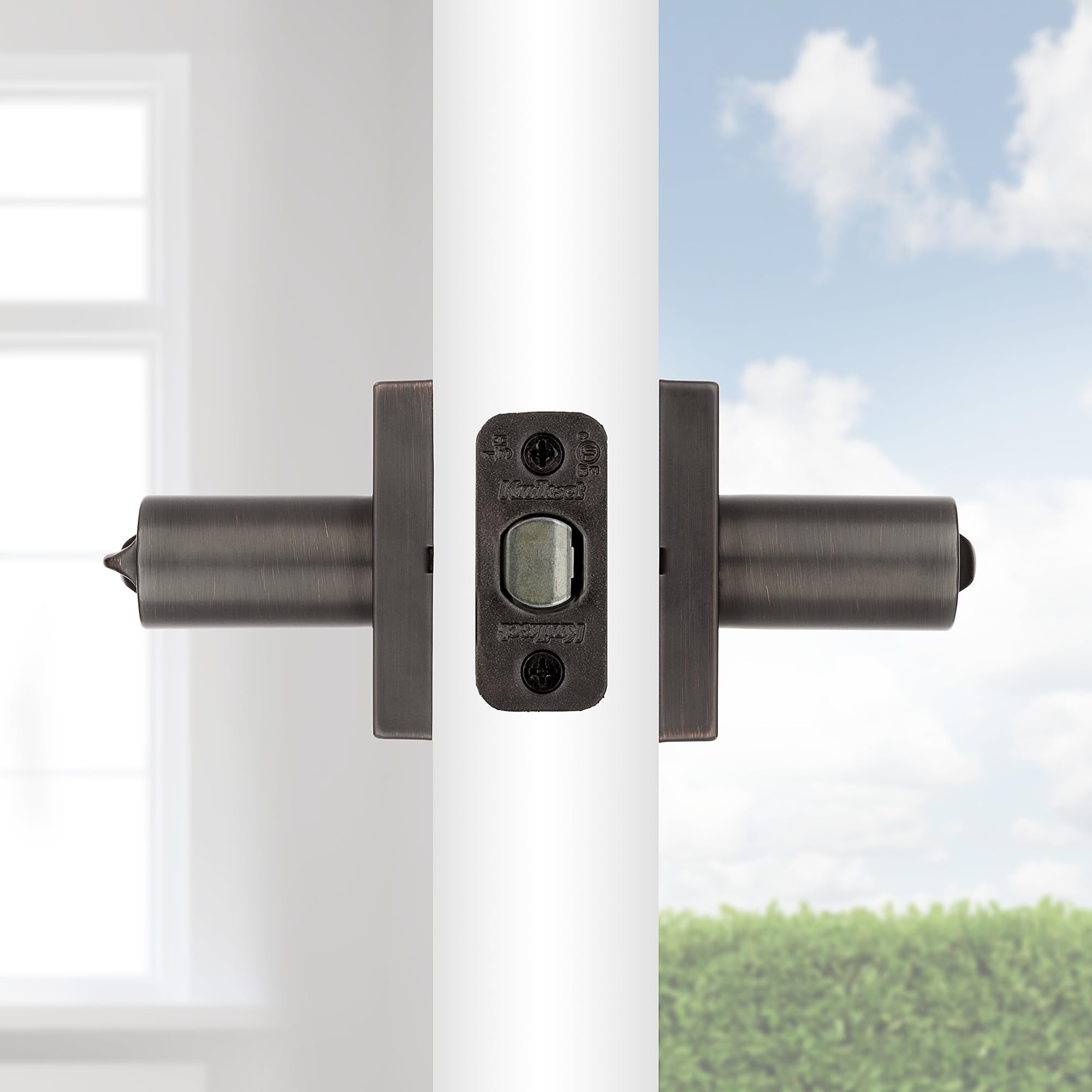 Kwikset Lisbon - Pomo cuadrado para puerta de entrada con cerradura y llave, manija segura con llave exterior, entrada frontal y dormitorio, bronce veneciano, resistente a las púas, seguridad SmartKey