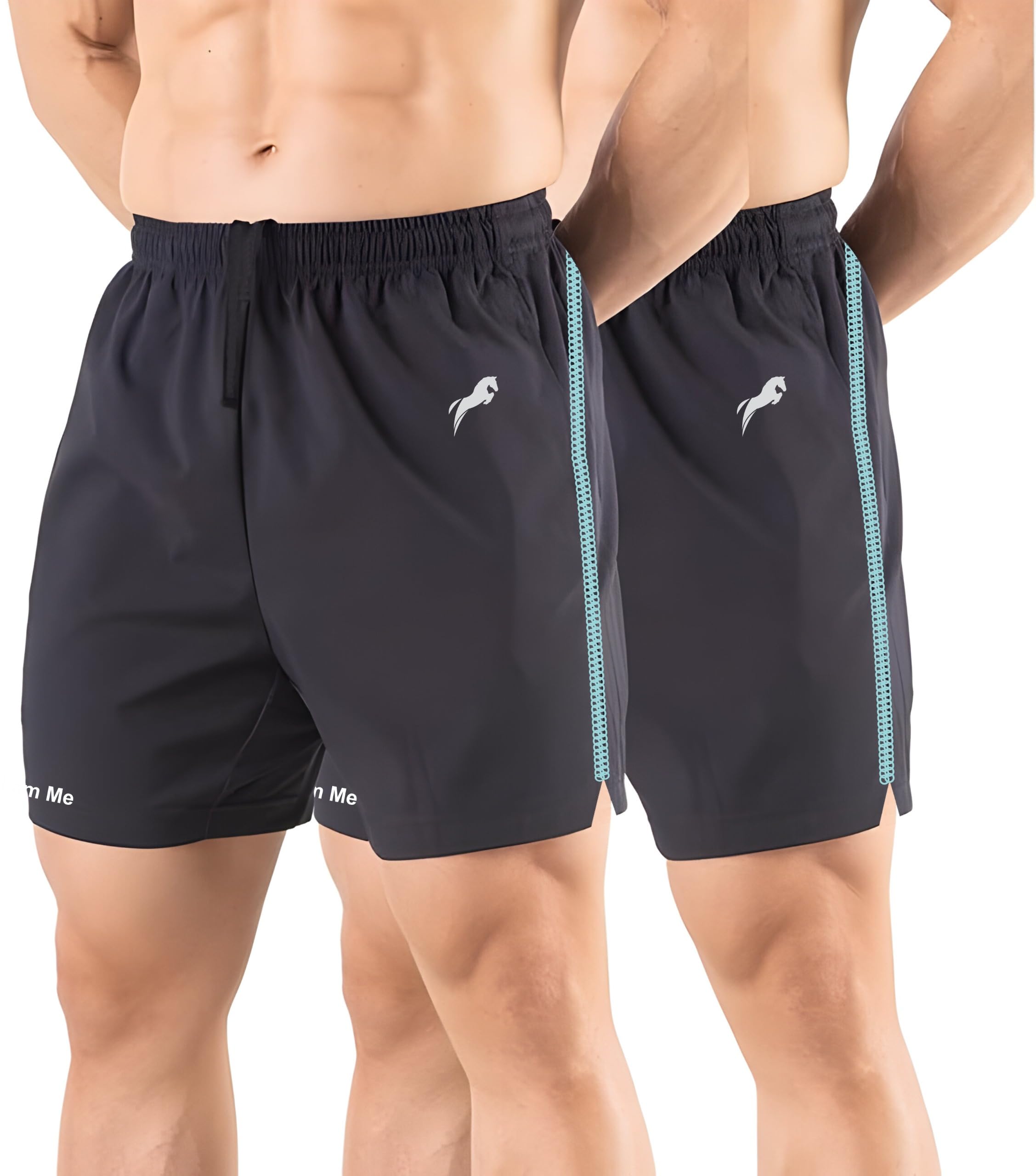 JUST RIDERMens 2 Pack Polyester Yoga Short Men Summer Running Gym Sports Shorts with Pockets Shorts for Men Men's Outdoor Quick Dry Lightweight Sports Shorts Zipper Pockets