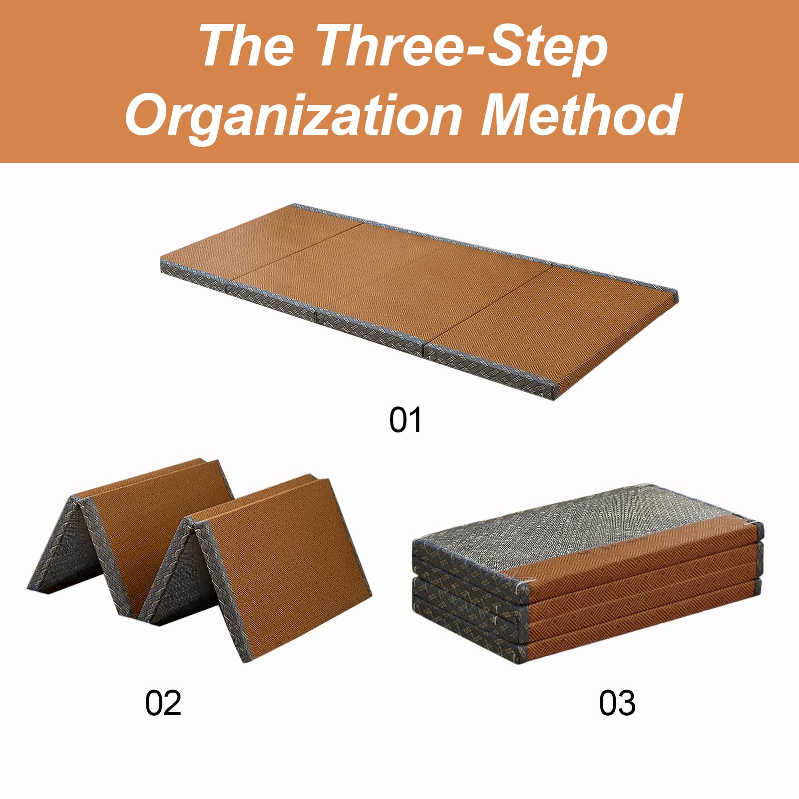 Japanische Tatami Matte, Natürliches Kokosfaser, Faltbare Matratze, Futon Boden Teppich Meditation Yoga Zen 100x200x3.5cm