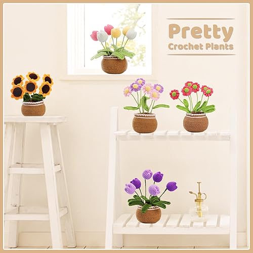 Miniatura 5 de kgxulr Kit de ganchillo para principiantes, kit de ganchillo Little Daisy para principiantes, kit de inicio de ganchillo para principiantes