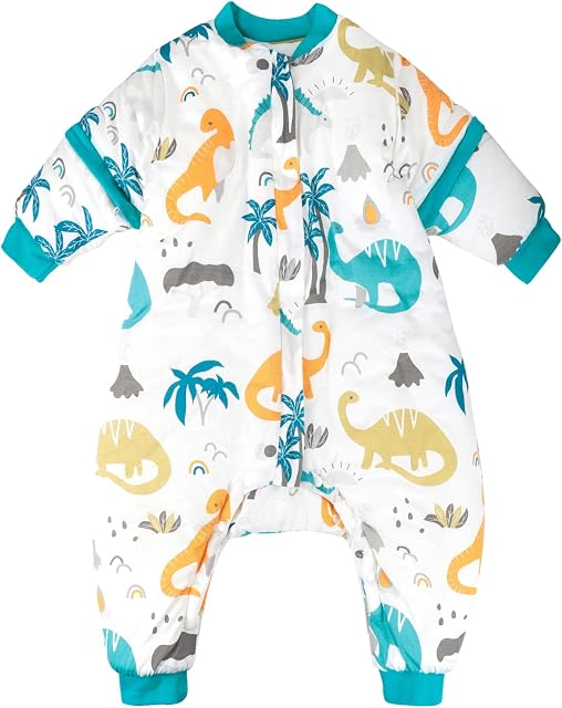 FLYISH DIRECT baby sleeping bag 3.5tog, sleeping bag with legs, cotton sleeping bag baby with removable sleeves, 12-36 months, Dinosaurs