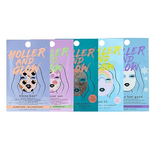 Holler and Glow Full On Juego de mascarillas faciales de 5 piezas (valor de $19.95)
