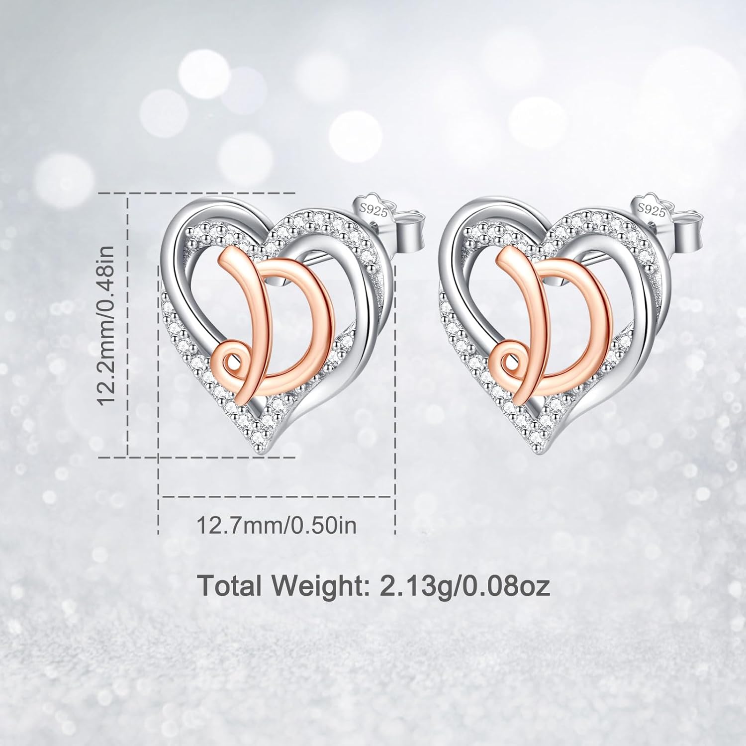 INFUSEU 925 Sterling Silver Initial Earrings for Women Girls, Cute Heart Letter Jewelry Gifts