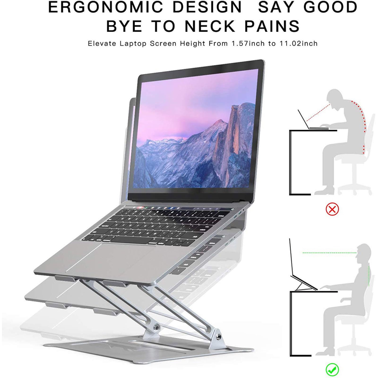 GLEAVI Soporte Ergonómico Computadora de Aleación Plegable para Portátil de Aluminio con Ajuste de Elevación, Diseño Único y Cómodo Uso