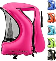 Jurmickey Inflatable Snorkel Vest for Adults - Portable Buoyancy Aid for Snorkeling, Swimming, Kayaking, Boating - Men Women 90-240 lbs