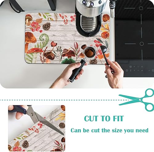Miniatura 4 de Tapete de café de 12 x 19 pulgadas, con parte trasera de goma absorbente de manchas, de secado rápido, se ajusta debajo de la cafetera, máquina de