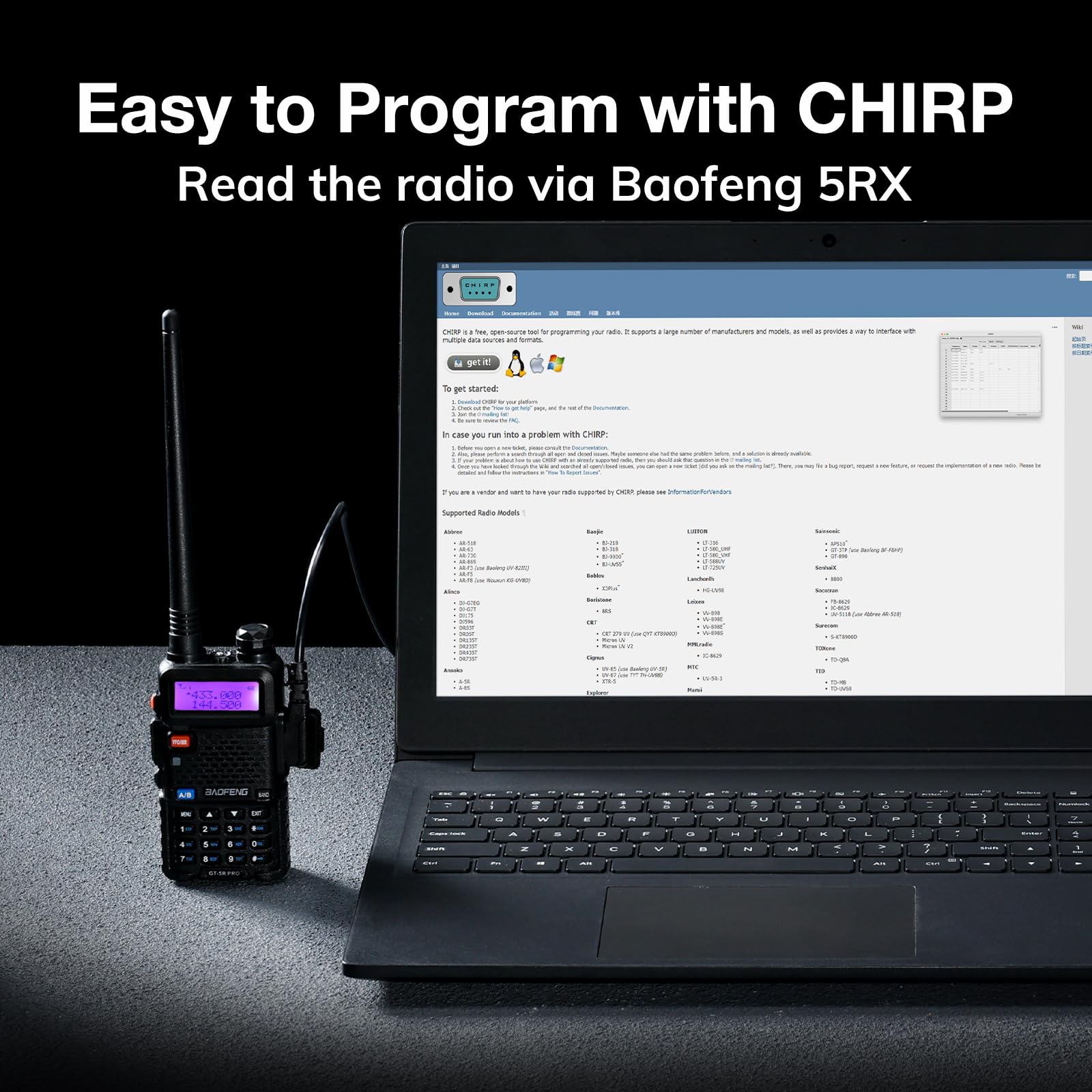 BAOFENG GT-5R Pro Walkie Talkie, radio dual band UHF VHF 144-146/430-440MHz, ampia portata, 128 canali, batteria 1800 mAh, cuffie per adulti, supportato da Chirp