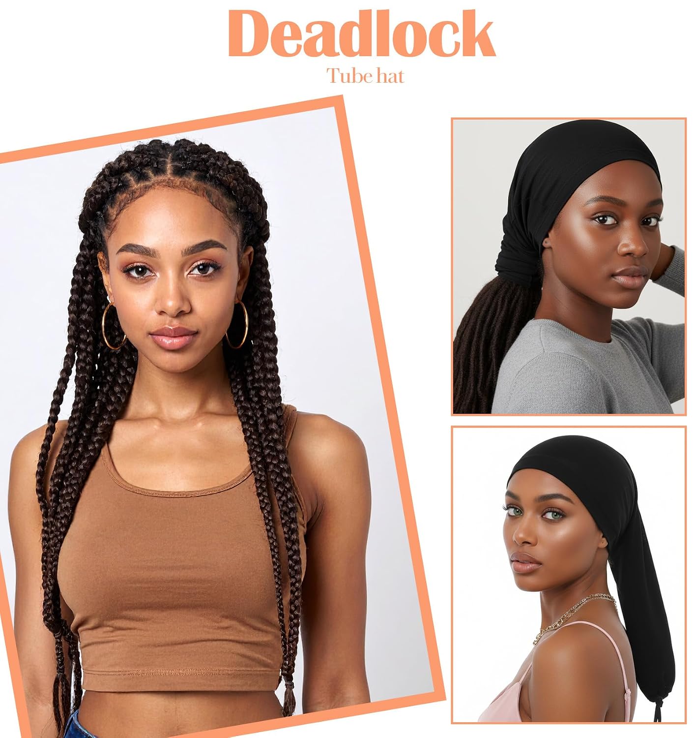 2 Pcs Hair Sleeves for Locs Women, Highly Elastic Loc Sock for Dreadlocks Women Loc Wraps Dreadlocks Stocking Cap for Black Womens, Comfortable & Breathable Design, Black