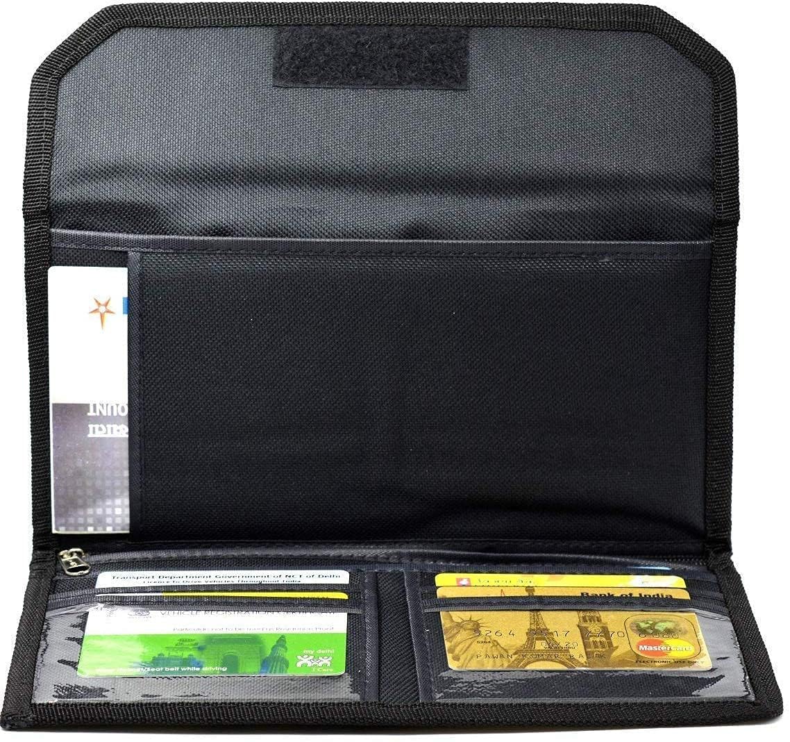 HCS Cheque Book Holder Passport Passbook Holder Wallet Credit and Debit Card Holder Multi Pocket Expanding Zip Pouch Travel Organizer Bag Case for Small Accessories 1