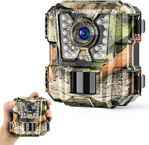 WOSPORTS Mini Trail Camera,24MP 1080P HD Game Camera Motion Activated with IR Night Vision Waterproof Video Deer Cam for Outdoor Wildlife Monitoring