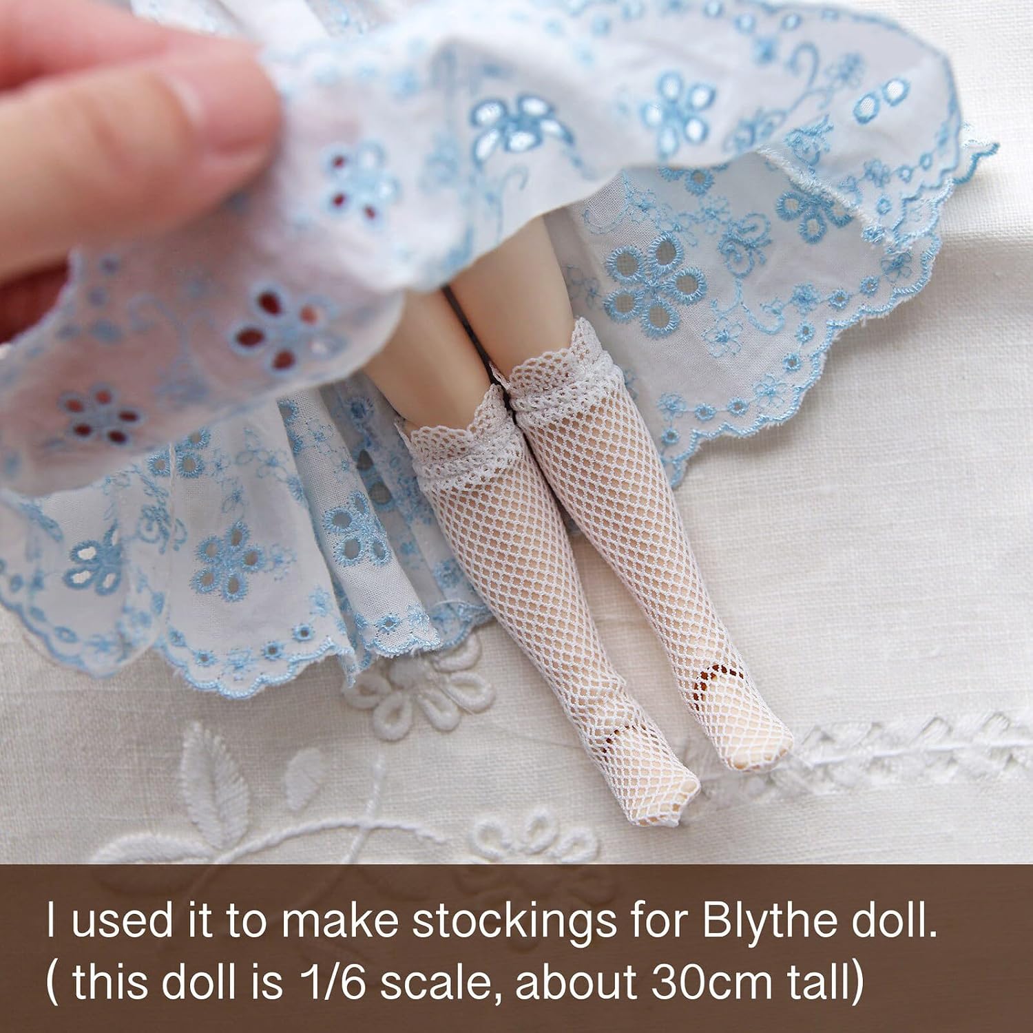 31'' × 18'' Pre-Cut White Stretchy Fabric, Doll Stockings Fabric, Perfect for Doll Stockings, Doll Clothes Sewing Craft Supplies (1PCS)