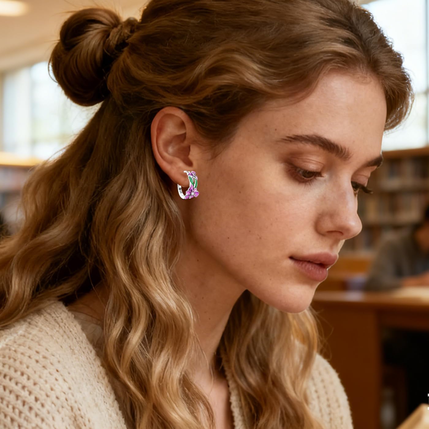 LAZA 925 Sterling Silver Hoop Earrings for Women, Hypoallergenic Huggie Butterfly Dangle Drop Earrings Colorful Flower Earrings Jewelry Gifts - Image 5