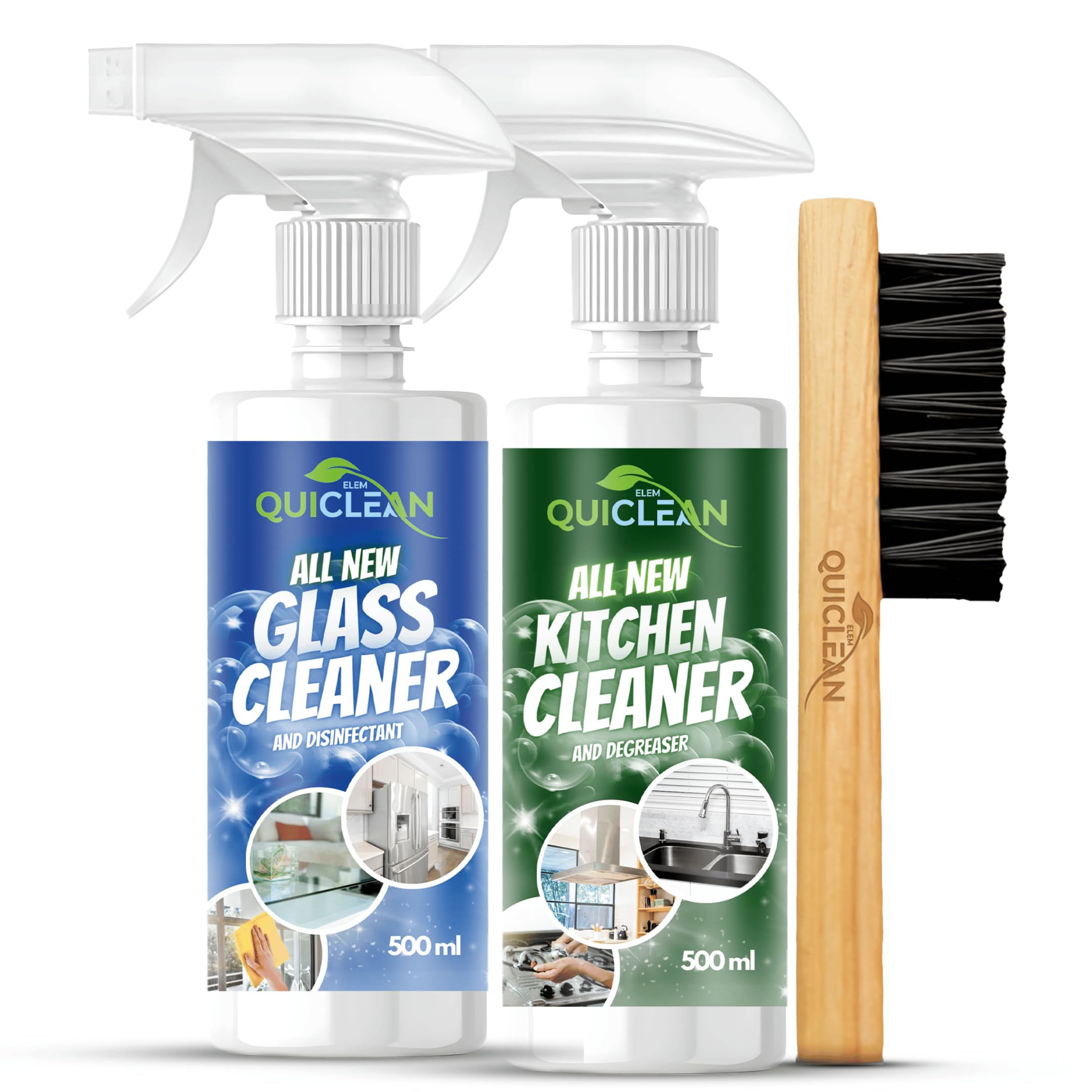 Quiclean All new Kitchen and Glass Cleaner Combo (500 ML*2)| Kitchen Cleaner Spray Oil & Grease stain remover | Oven Cleaner Spray and gas stove cleaning spray (B0CPLQBZ97) Amazon Price History, Amazon Price Tracker