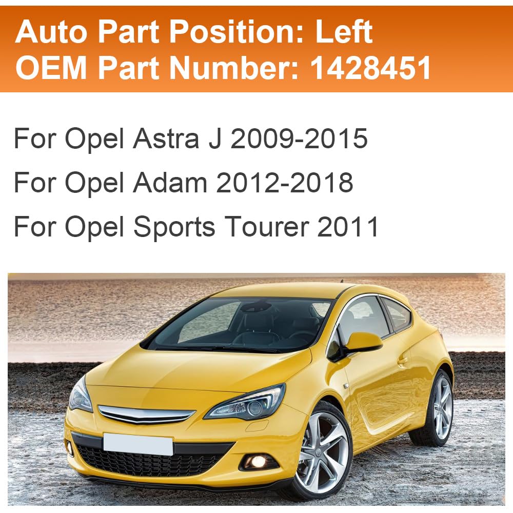 SENZEAL Szkło Lusterka Lewa Strona Kierowcy Podgrzewane z Płytą Nośną do Opel Astra J 2009-2015 1428451 (Lewa strona)